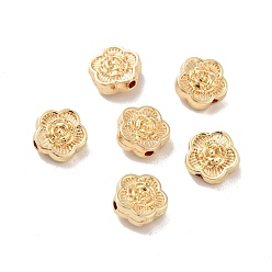 Real 14K Gold Plated Rack Plating Alloy Beads, Long-Lasting Plated, Cadmium Free & Lead Free, Flower, Real 14K Gold Plated, 7.5x4mm, Hole: 1mm