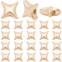Настоящее золото 14K 30 латунные бусины шт., звезда, реальный 14 k позолоченный, 6x6x2.5 мм, отверстие : 1 мм