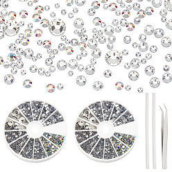 Кристалл Стекла исправление горный хрусталь, класс АА, плоская спина и гранеными, полукруглый, с железным пинцетом и ручкой для рисования стразами для ногтей, кристалл, 6.3~6.5 мм, 17~20 шт