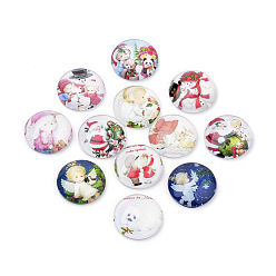 (52) Непрозрачная лаванда Flatback стеклянные кабошоны для поделок проектов, шаблон рождественской темы, купол / полукруглый, разноцветные, 25x6 мм