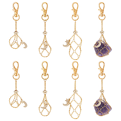 Золотой 6 шт. 3 стили луна и звезда сплав карабины-лобстеры и латунные кабельные цепи, полуфабрикат подвесные украшения, золотые, 92~120 мм, 2 шт / стиль