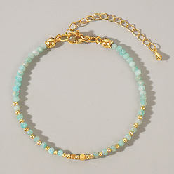 Амазонит Круглые браслеты из натурального амазонита в стиле бохо для женщин, немагнитных гематита, граненые, внутренний диаметр: 6-1/2 дюйм (16.5 см) ~ 6-3/4 дюйм (17 см)