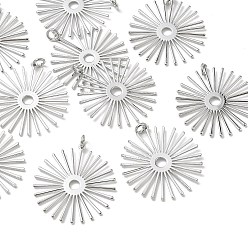 Platinum SHEGRACE Brass Pendants, Sun Charms, Cadmium Free & Lead Free & Nickel Free, Platinum, 32x30x1mm, Hole: 3mm