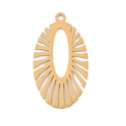 Настоящее золото 18K 201 подвески из нержавеющей стали, лазерная резка, овальный шарм, реальный 18 k позолоченный, 38x21.5x1 мм, отверстие : 2 мм