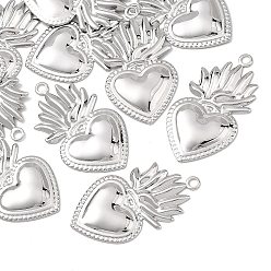 Platine Pendentifs en laiton shegrace, breloques sacré coeur, sans plomb et sans cadmium et sans nickel, platine, 28x21x2mm, Trou: 2.5mm