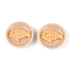 Цвет Древесины Непрозрачные кабошоны из смолы, имитация еды, рыба, деревесиные, 27.2~28x7.5~8 мм