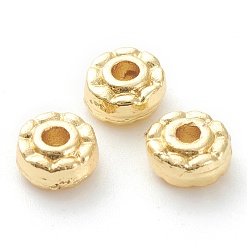 Doré  Placage en rack perles d'espacement en alliage, sans plomb et sans cadmium, plaqué longue durée, plat rond, or, 5.5x3mm, Trou: 1.5mm