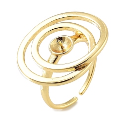 Золотой Стеллажное покрытие латунь открытые настройки кольца манжеты, за половину пробурено бисера, долговечный, без свинца и без кадмия, овальные, золотые, 22 мм, регулируемый, штифты : 0.7 мм