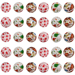 (52) Непрозрачная лаванда 30 шт. 3 стили круглые с рисунком на рождественскую тематику силиконовые фокусные бусины, разноцветные, 15 мм, отверстие : 2 мм, 10 шт / стиль