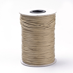 Tan Braided Korean Waxed Polyester Cords, Tan, 1mm, about 174.97 yards(160m)/roll