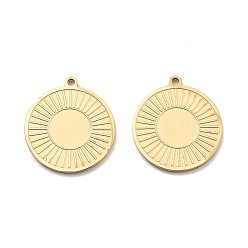 Настоящее золото 18K Ионное покрытие (ip) 304 подвески из нержавеющей стали, плоский круглый шарм, реальный 18 k позолоченный, 15.5x14x1 мм, отверстие : 1 мм