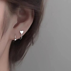 Сердце Железные серьги-манжеты, платина, сердце, 15 мм