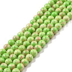 Зелено-Желтый Синтетические имперские нитки из бисера яшмы, окрашенные, круглые, зеленый желтый, 6 мм, отверстие : 1.2 мм, около 65 шт / нитка, 14.76 дюйм ~ 14.96 дюйм (37.5 см ~ 38 см)