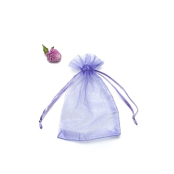 Средний Синий Шифер Прямоугольные сумки для хранения подарков из органзы на шнурке, средний грифельно-синий, 12x9 см