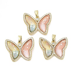 Папайя Оранжевый Настоящие позолоченные подвески из латуни с микропаве из кубического циркония, cmолой, долговечный, без кадмия и без свинца, бабочка, papayawhip, 18 мм, отверстие : 21.5x26.5x5 мм