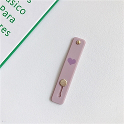 Thistle Rectangle with Heart Pattern Silicone Phone Strap Grip Holder Finger, Telescopic Phone Finger Strap Stand, Universal Finger Kickstand, Thistle, 10cm