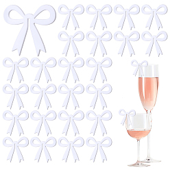Белый 30Шармы из акрилового бокала для вина, бокал маркер, бантом, белые, 50x54x3 мм