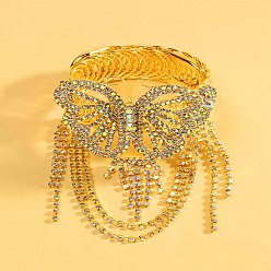 Платина Браслеты с кисточками из латуни и стразами, браслеты-бабочки для женщин, платина, 222 мм