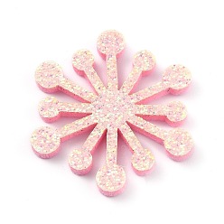 Pink Snowflake Felt Fabric Christmas Theme Decorate, with Glitter Gold Powder, for Kids DIY Hair Clips Make, Pink, 3.4x3x0.25cm