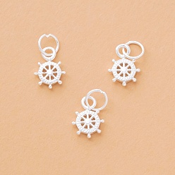 Серебро 925 подвески в виде шлема из стерлингового серебра, с прыжковых колец, серебряные, 9x7x2 мм, отверстие : 3.5 мм