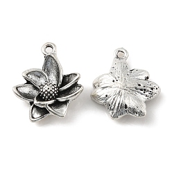 Античное Серебро Подвески из сплава , тибетский стиль , цветок, античное серебро, 14.5x12.5x3.5 мм, отверстие : 1.2 мм