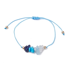 Синий Браслет из плетеных бусин с драгоценными камнями, синие, внутренний диаметр: 3 дюйм (7.5 см)