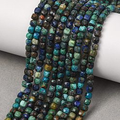 Chrysocolla and Lapis Lazuli Natural Chrysocolla and Lapis Lazuli Beads, Cube, Faceted, 4x4x4mm, Hole: 0.8mm, about 98pcs/strand, 15.35''(39cm)