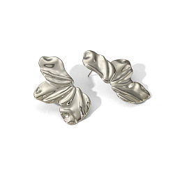Серебро Серьги-гвоздики в форме крыльев бабочки из нержавеющей стали, серебряные, 45.3x25 мм