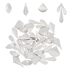 Платина 48 шт. 4 латунные подвески с покрытием в виде стойки, долговечный, ромб и лист и треугольник, платина, 17.5~35.5x9~20.5x0.4~0.7 мм, отверстие : 1~1.5 мм, 12 шт / стиль