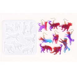 Собака Силуэтные силиконовые формы, формы для литья подвесок, для уф-смолы, изготовление изделий из эпоксидной смолы, собака, 135x131x4 мм, отверстие : 2 мм