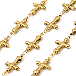 Золотой 304 стали крест ссылка цепи из нержавеющей, пайки, с катушкой, золотые, 25x14.5x4 мм