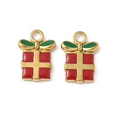 Другие 304 нержавеющей стальной эмали подвески, прелести рождественской тематики, ионное покрытие (ip), реальный 18 k позолоченный, 19.5x14x3 мм, отверстие : 3 мм