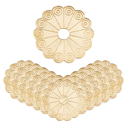 Золотой 12шт. латунные цветочные шайбы, для ручек и ручек для коробок, золотые, 31.5x31x1 мм, отверстие : 6 мм
