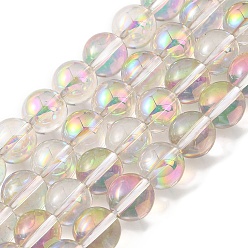 Бледно-Розовый Прозрачные стеклянные бусины гальваническим пряди, гальваническое покрытие, круглые, розовый жемчуг, 8 мм, отверстие : 1 мм, около 50 шт / нитка, 14.96'' (38 см)