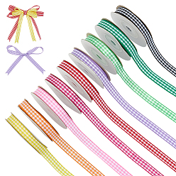 (52) Непрозрачная лаванда 10 рулоны 10 цвета полиэфирных лент, шотландка шаблон, для упаковки подарков, разноцветные, 3/8 дюйм (11 мм), 1 рулон / цвет