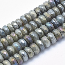Labradorit Galvanisieren Natur Labradorit Perlen Stränge, facettiert, Rondell, 10x6~7 mm, Bohrung: 1.2 mm, ca. 69 Stk. / Strang, 15.7 Zoll
