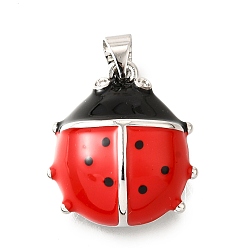 Платина Латунь эмаль подвески, без кадмия и без свинца, божья коровка прелести, платина, 20.5x18x6.5 мм, отверстие : 5x3.5 мм