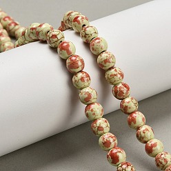 Светло-желтый Синтетических нитей бирюзовые бусы, круглые, окрашенные, окрашеные, светло-желтый, 7.5~8 мм, отверстие : 1 мм, около 50 шт / нитка, 13.78'' (35 см)