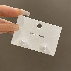 White Alloy Stud Earring, with Sterling Silver Pin and Plastic Round Beada, Golden, White, 22mm