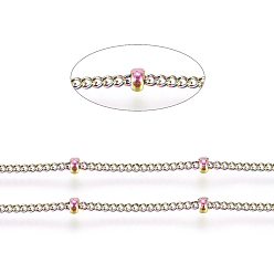 Rainbow Color 304 Stainless Steel Satellite Chains, Ion Plating(IP), with Spool, Soldered, Rainbow Color, Link: 1.5x1x0.6mm, Bead: 2x1mm, about 32.8 Feet(10m)/roll