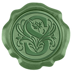 Letter S 50шт. клейкие восковые наклейки, конверт печать украшения, для поделок альбом diy подарок, оливковый, Письмо с, 30 мм