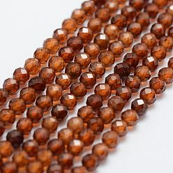 Garnet Natural Garnet Bead Strands, Round, Faceted, 3mm, Hole: 0.5mm, about 130pcs/strand, 15.3 inch(39cm)