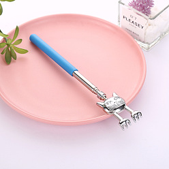 Темно-Голубой Телескопическая чесалка для спины из нержавеющей стали в форме кошки, с резиновой ручкой, выдвижной массажер для спины, глубокое синее небо, 210~580 мм