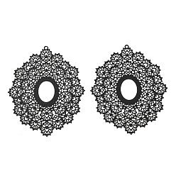 Schwarz Sprühlackierte 403 Edelstahlanhänger, Blume Reize, Schwarz, 47x38.5x0.2 mm, Bohrung: 1.2 mm