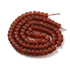 Brown Handmade Nepalese Lampwork Beads, Frosted, Column, Brown, 10x6.5~7mm, Hole: 2.8mm, about 94pcs/strand, 25.39''(64.5cm)