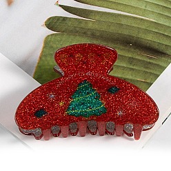 Christmas Tree Christmas Theme Plastic Claw Hair Clips, Christmas Tree, 86x52x43mm