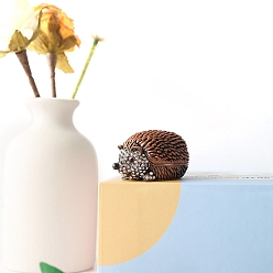 Hedgehog Шкатулки для безделушек из сплава, хрустальные, со стразами, металлические, на петлях, коллекционные фигурки животных эмалированные футляры, домашнего декора, седло коричневый, еж, 6x3.5x3 см