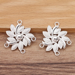 Silver Alloy Chandelier Componement Links, Flower, Silver, 30x28mm