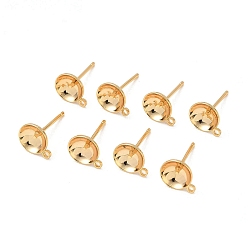Chapado en Oro Real 18K Componentes para pendientes de latón Shegrace, plano y redondo, por medio perforó perlas, sin cadmio y níque y plomo, larga duración plateado, real 18 k chapado en oro, 10x8 mm, agujero: 1.2 mm, pin: 0.9 mm