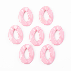 Pink Opaque Acrylic Linking Rings, Quick Link Connectors, for Curb Chains Making, Unwelded, Twist, Pink, 39.5x29.5x7.5mm, Inner Diameter: 22x11mm